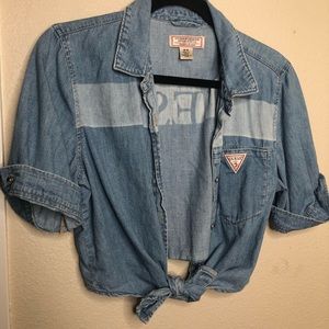 Guess jean crop top shirt
